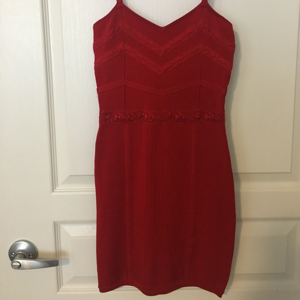 Bebe, bodycon, mini dress, red, size s